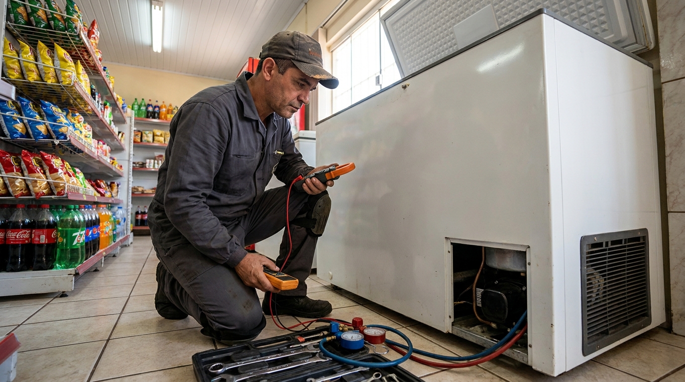 Reparo na placa eletrônica do freezer em Aparecida de Goiânia‑GO